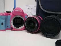 ★美品★PENTAX★K-r★ ピンク★ブルー★ダブルズーム★PINK BLUE★ SD、カードリーダー、純正カメラバッグ付_画像3