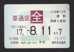 平成１７年　　神戸市交通局　　バス全線　　通勤定期乗車券