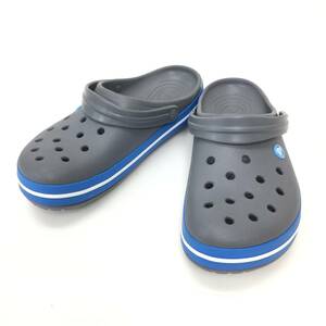 190 CROCS クロックス クロックバンド サンダル スリッパ 靴 メンズ M9 W11 約27cm チャコール×オーシャン 中古