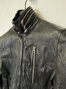 rare SLOW leather zip jacket archive ifsixwasnine lgb kmrii 14th addiction g.o.a obelisk vintage 00s アーカイブ レザージャケット