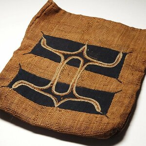 慶應◆明治時代 アイヌ民族の美術 アットゥシ 厚司織 樹皮織に刺繍 提袋 日本のプリミティブアート