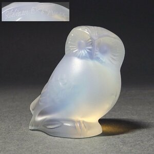 慶應◆【LALIQUE ラリック】オパルセントガラス フクロウ オブジェ フィギュリン