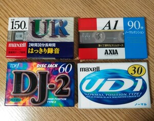カセットテープ　4本セット　 maxell UD1 UR　 TDK DJ-2 　AXIA　AI　ノーマルポジション　
