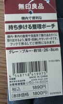 無印良品　MUJI　持ち歩ける整理ポーチ　フックで吊るして使用できます　機内、車内で便利　グレー×ブルー_画像9