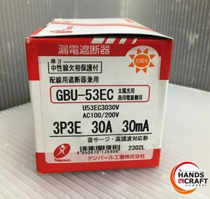 ▼【未使用品】テンパール　漏電遮断器 GBU-53EC 3P3E　30A　30ｍA【中古】