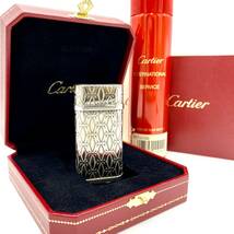 HY1206■Cartier カルティエ ガス ライター ケース 箱 ガスボンベ付き シルバー ロゴ オーバル 喫煙グッズ タバコ 付属品_画像1