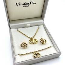 AY0678■Christian Dior クリスチャンディオール アクセサリー 3点セット 箱あり イヤリング ブレスレット ネックレス レディース ゴールド_画像1