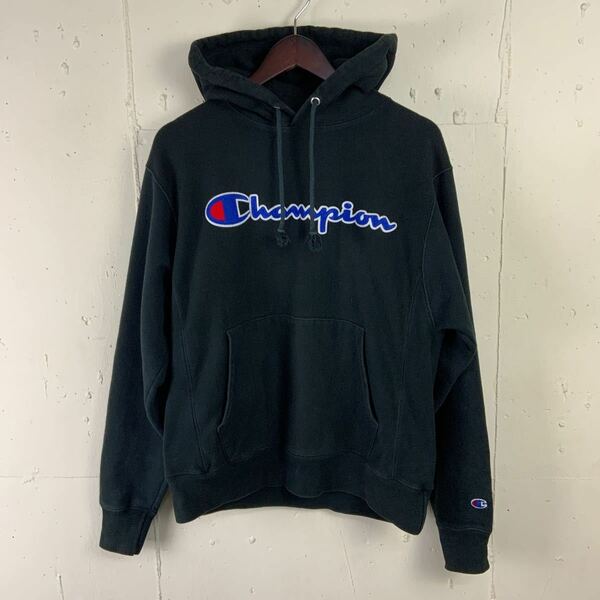 Champion チャンピオン リバースウィーブ パーカー 黒 ブラックメンズＭ古着