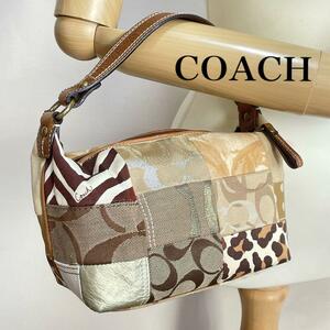 ■美品■ COACH コーチ シグネチャー パッチワーク ハンドバック