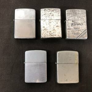 ●【MH-6397】中古品 ジャンク扱い ZIPPO ジッポ 5個 まとめ プレーン プラチナメッキ【レターパックプラス可】