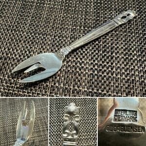 ☆GEORG JENSEN ジョージ ジェンセン☆STERLING シルバー 銀☆ミニフォーク フルーツフォーク☆総重量 13g☆約10.6cm☆ビンテージ☆