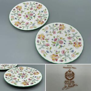 ☆MINTON ミントン HADDON HALL ハドンホール☆プレート☆ケーキ皿☆デザート皿☆2枚セット☆花柄☆直径/約16.5㎝☆洋食器 