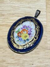 ☆ Meissen マイセン ☆ペンダントトップ☆瑠璃金彩フラワーブーケ コバルトブルー☆SILVER925☆約4.2×3.2cm☆アクセサリー ☆_画像10