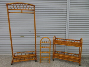  Osaka WA2012 rattan rattan hanger rack / slippers establish / rack 3 point set pickup possibility 