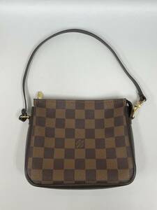 ☆極美品☆ LOUIS VUITTON☆ルイヴィトン アクセサリーポーチ ダミエ トゥルース メイクアップ ゴールド金具 ブラウン LVロゴ PVCレザー