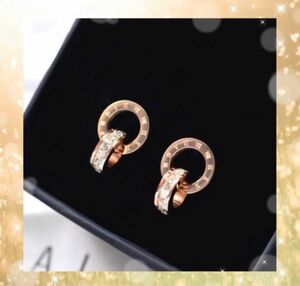 【ピアス】18K ゴールドメッキ　色ピンクゴールド