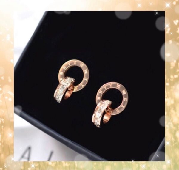 【ピアス】18K ゴールドメッキ 色ピンクゴールド