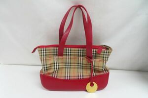 4069/mk/12.23 ◆BURBERRY バーバリー ミニ ハンドバッグノバチェック柄赤 ブランド （88726）