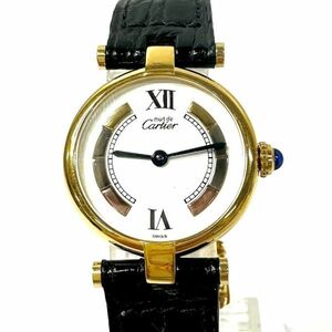 仙7【稼働】Cartier 590004 must Vermeil SV925 腕時計 クオーツ カルティエ マストヴァンドーム ヴェルメイユ シルバー