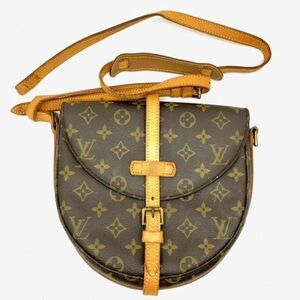 仙31【訳アリ】Louis Vuitton M51233 モノグラム シャンティMM ショルダーバッグ ブラウン系 ルイヴィトン 斜め掛け鞄 クロスボディ