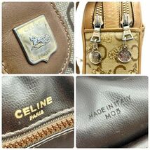 仙59 CELINE ショルダーバッグ Cマカダム 馬車柄 ベージュカラー セリーヌ 鞄 ゴールド金具 レディース_画像10