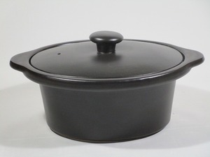 全国送料無料　便利なオーバル型グリルＩＨ土鍋 超　安値　黒釉　未　使用　品　
