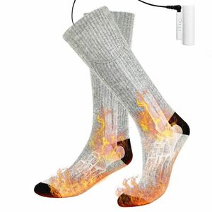 電熱ソックス USB充電式 電気靴下 防寒 冷え性対策 - 大容量バッテリー2枚付き 3段階温度調節ヒーターくつ下 水洗い可