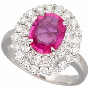 Не -Heated Myanmar (Burmese) Ruby (2,28CT) Diamond (0,92CT) Кольцо PT950 Platinum № 12