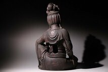 博物館展示品　来歴有　1495　清時代　沈香観音像　高さ約36.2cm　(検)香木 仏像 観音坐像 唐物 中国美術_画像6