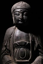 博物館展示品　来歴有　1502　清時代　沈香釈迦像　高さ約35.5cm　（検）香木 釈迦坐像 仏像 唐物 仏教美術_画像4