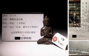 博物館展示品　来歴有　216　18世紀　銅製如来座像　高さ約8cm　（検）中国 古玩 仏像 佛像 仏教 美術 佛教