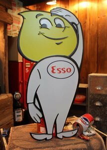 1円 新品 特大サイズ エッソボーイ ESSO ティンサイン エンボス ダイカットサインボード 世田谷ベース　アメリカンインテリア プレート