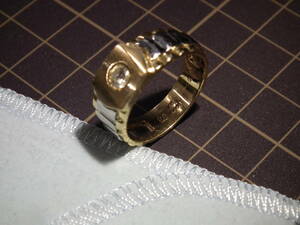  diamond 0.19ct PT900×K18 men's ring 19 number 