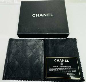 ● CHANEL シャネル ワイルドステッチ 2つ折財布 箱・ギャランティカード付 【美品】/255619/117-63