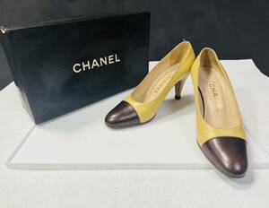 Ψ CHANEL ビンテージ シャネル パンプス レザー バイカラー ベージュ/ブラウン サイズ36/5 フランス製 / 255489 / 118-6 