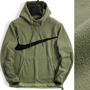 新品 秋冬 ナイキ ビッグスウッシュ 起毛 フリース パーカー XL カーキ NIKE SWOOSH フーディ プルオーバー 保温 メンズ ◆SZ1333B