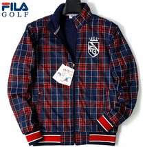 新品 秋冬 フィラ ゴルフ 3層ボンディング 裏フリース ジャケット L 赤 FILA GOLF ブルゾン グレンチェック ゴルフウェア メンズ ◆CI1706A_画像1