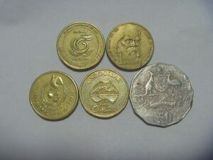 オーストラリア 記念硬貨5種 古銭 記念貨幣 コイン 外国貨幣 外国銭 セット まとめ売り 同梱割引あり