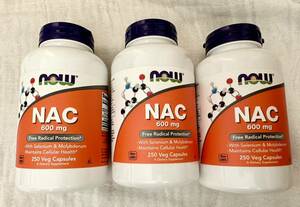 Now Foods （ナウフーズ） NAC、600mg、植物性カプセル 250粒 N アセチル　システイン　3個セット