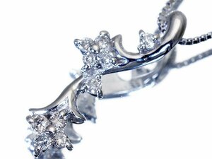 1円～【ジュエリー極】お洒落なフラワーデザイン輝く！天然ダイヤモンド0.12ct 高級K18WGペンダントネックレス k8097im【送料無料】