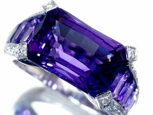 1円～【ジュエリー極】妖艶パープル煌く！大粒良質天然アメジスト7.42ct＆ダイヤモンド0.09ct 高級K18WGリング k8116ku【送料無料】