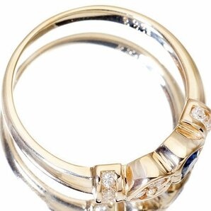 【ジュエリー極】鑑付 ハートシェイプ良質天然ブルーサファイア0.33ct＆ダイヤモンド0.18ct 高級K18YGリング t3830vz【送料無料】の画像3