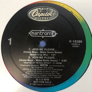 b 12インチ MANTRONIX / JOIN ME PLEASE... (HOME BOYS - MAKE SOME NOISE) LP レコード 5点以上落札で送料無料