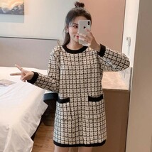 【dress】今季マストバイ 着心地良い 韓国風大人可愛いデートニットワンピース ブラック_画像7