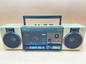 A211［動作未確認品］AIWA メタルテープレコーダー　CS-J25　POPホワイト　80年代　家電　チューニング部のつまみ無し　ラジカセ
