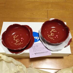 Disney Minnie Sakura Small Bowl Lacquer Ware Confectionery Course 2 Set x 2