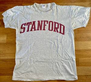 90s Russell ラッセルアスレチック STANFORD スタンフォード大学 ビンテージ Tシャツ USA製 アメリカ製 グレー アイビーリーグ 半袖 古着