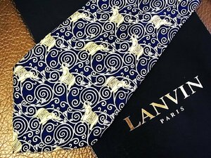 ★並品★4R00557【LANVIN】ランバン「象 ゾウ 動物 花 植物 柄」ネクタイ