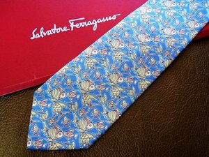 ★並品★4R00003【FERRAGAMO】フェラガモ「魚 熱帯魚 柄」ネクタイ