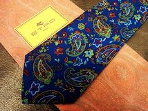 ★並品★4R01609【ETRO】エトロ「ペイズリー 花 植物 柄」ネクタイ_画像1